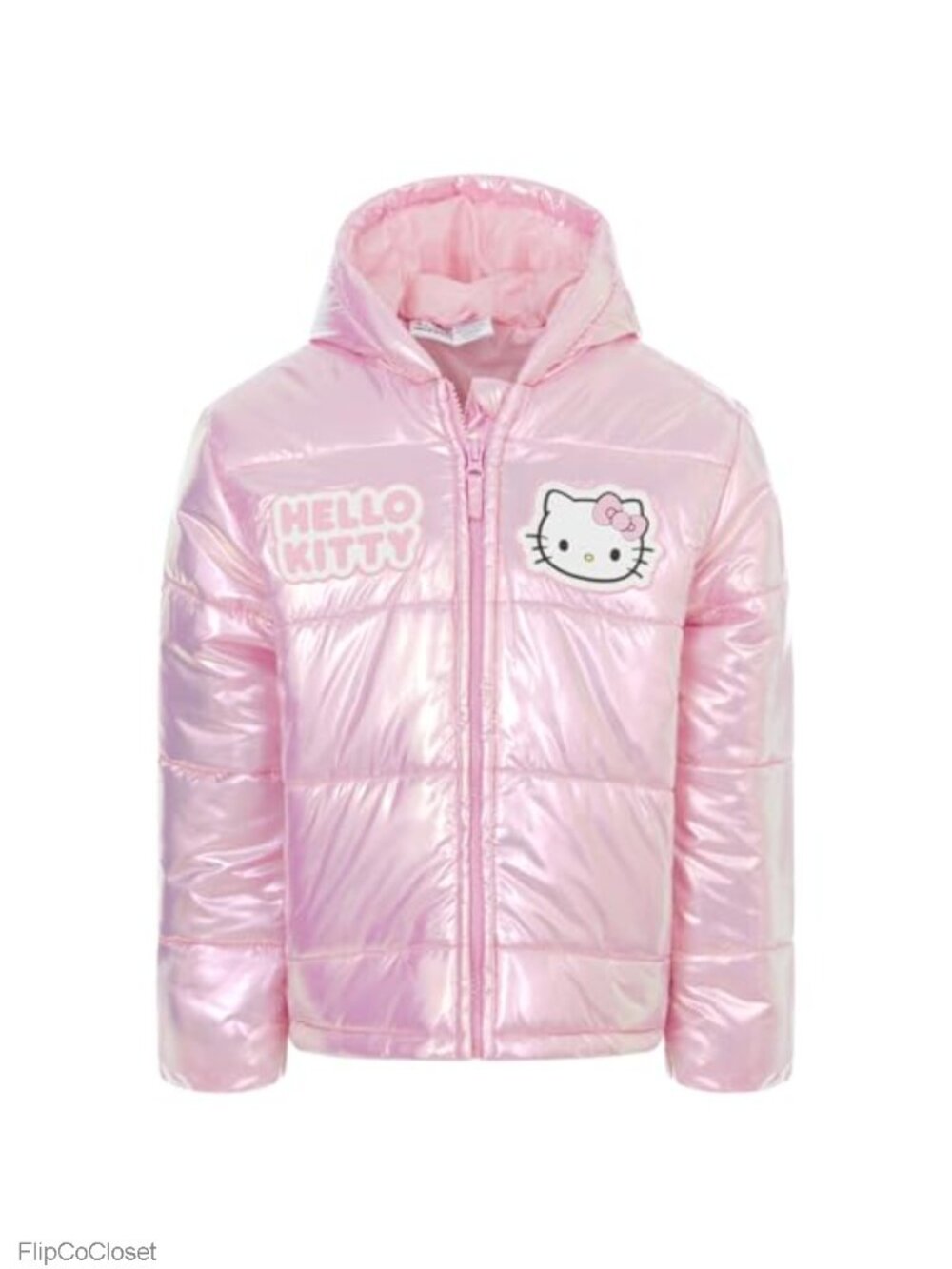 Girls Hooded Puffer Coat Zip Front Fleece Lined Winter